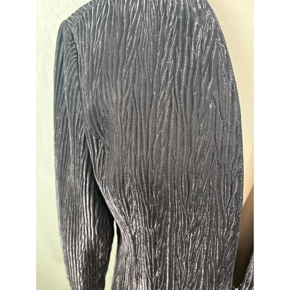 Erin London Women's Size Medium Gray Textured Metallic Lined Long Sleeve Jacket - Picture 10 of 13